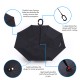 Windproof Inverted Umbrella for Cars Reverse Open Double Layer with UV Protection and C-Shape Sweat-proof Handle - Black | By HomeyHomes